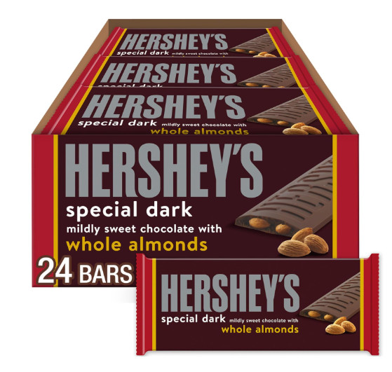 12x Packs HERSHEY’S SPECIAL DARK Chocolate with Almonds Candy Bars – 1.45oz