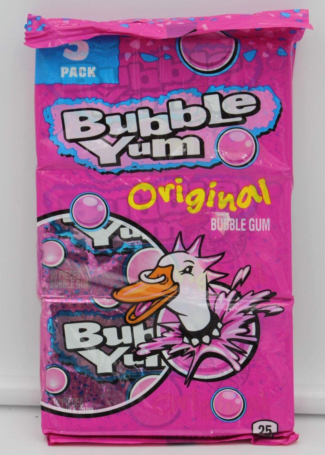 Bubble Yum Original Bubble Gum 3 Pack Pink Chewing Gum 30 Pieces Total Sealed