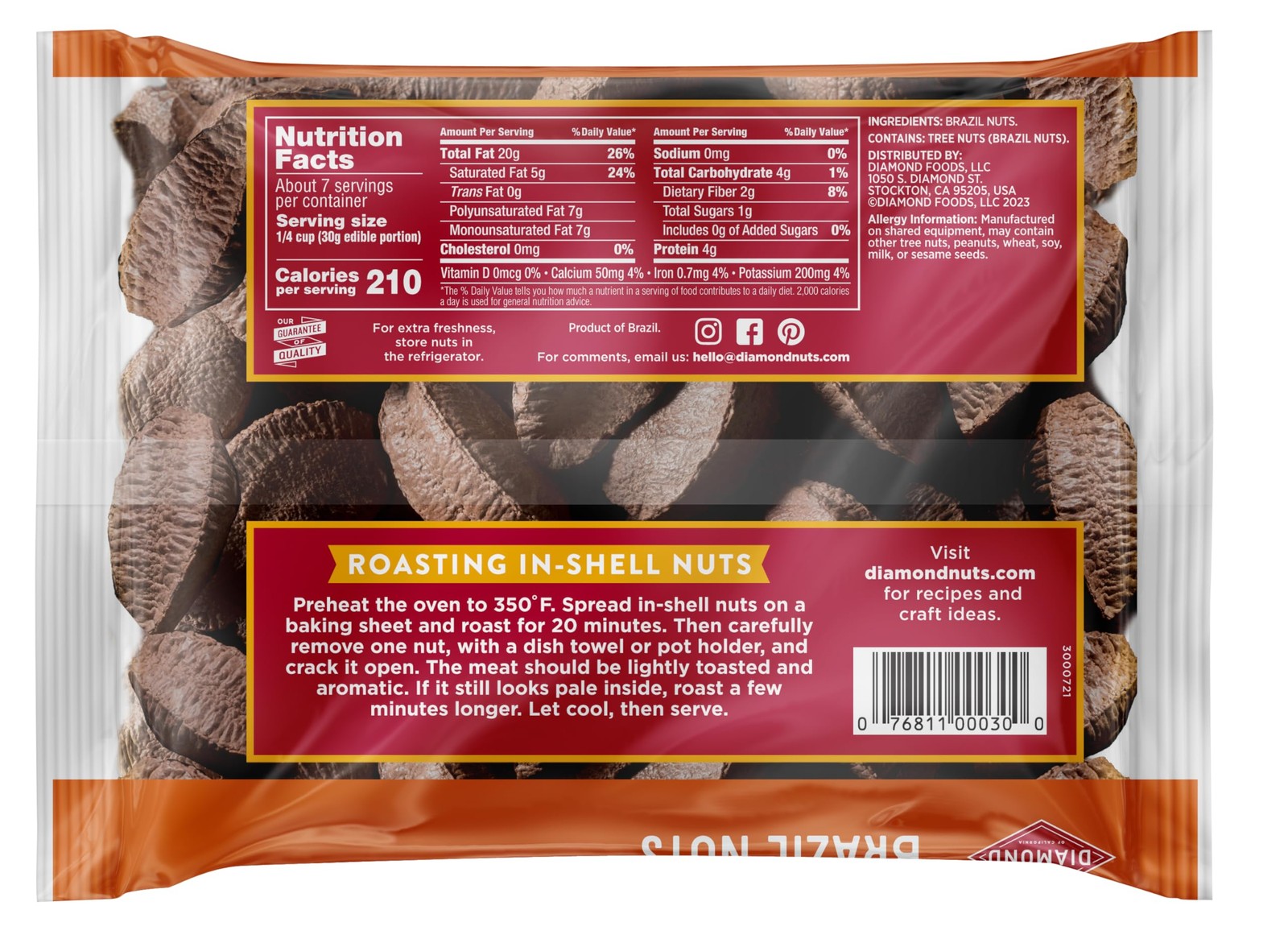 Diamond of California InShell Brazil Nuts, 16.0 oz Bag