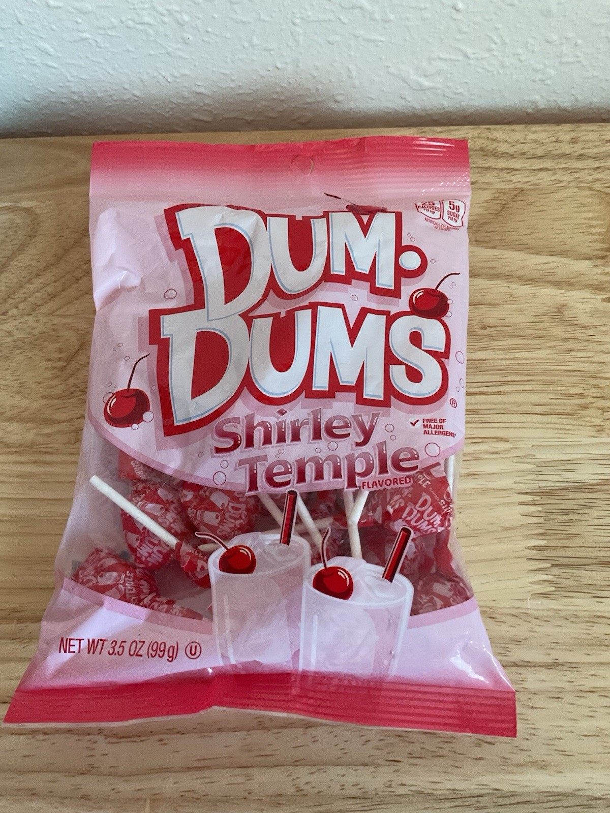 Shirley Temple Flavored Limited Edition Dum Dums Suckers 3.5 Oz Bag