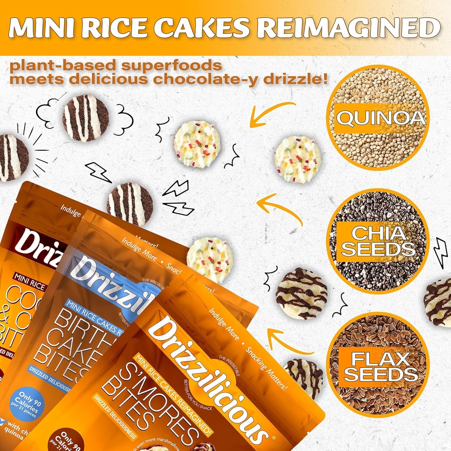 Drizzilicious Mini Rice Cakes Ultimate Variety Pack 6 Flavors Gluten Free Vegan