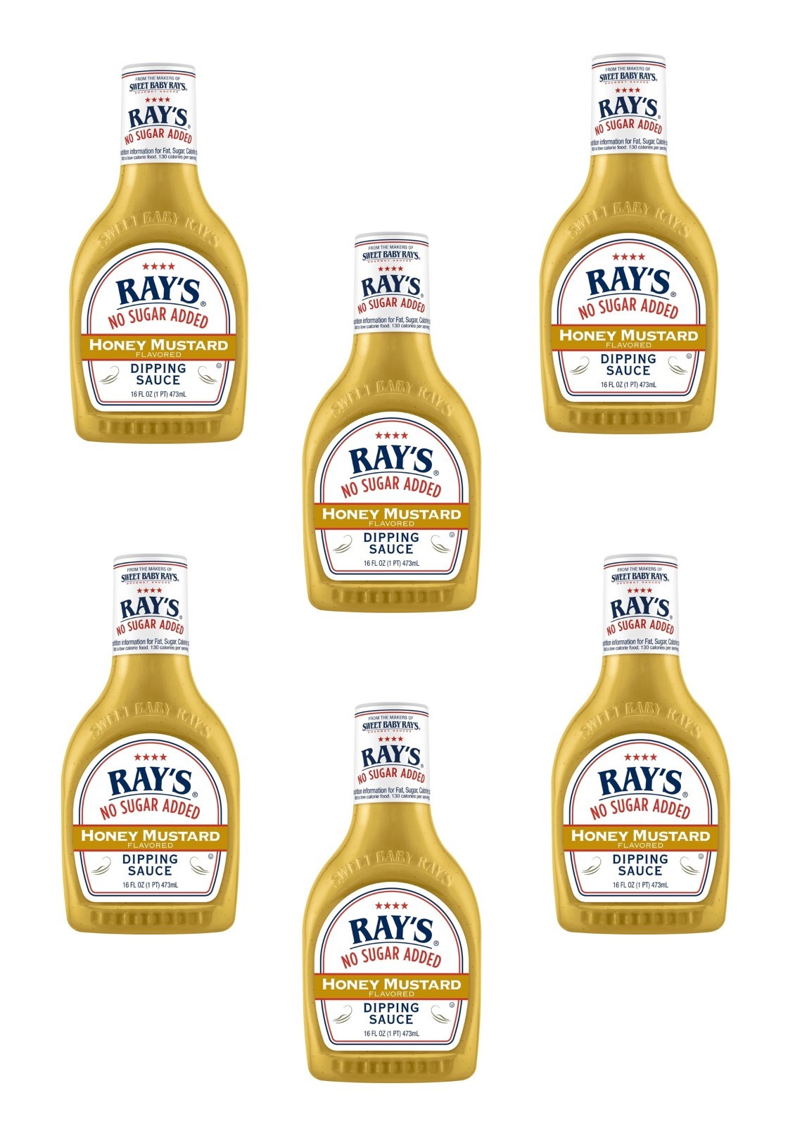 6 Pack – Ray’s No Sugar Added Honey Mustard Flavored Dipping Sauce, 16 oz Bottle