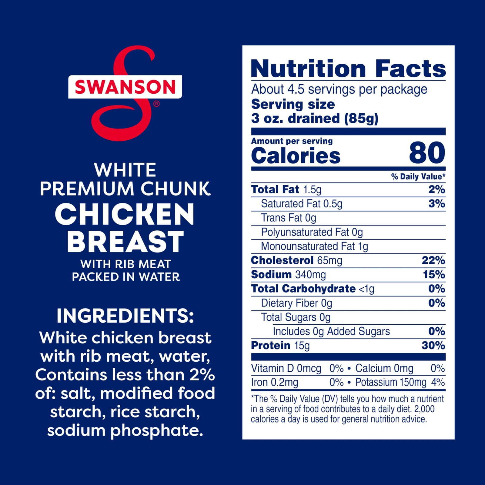 Swanson White Premium Chunk Chicken Breast with Rib 12.5 Ounce (Pack of 2)