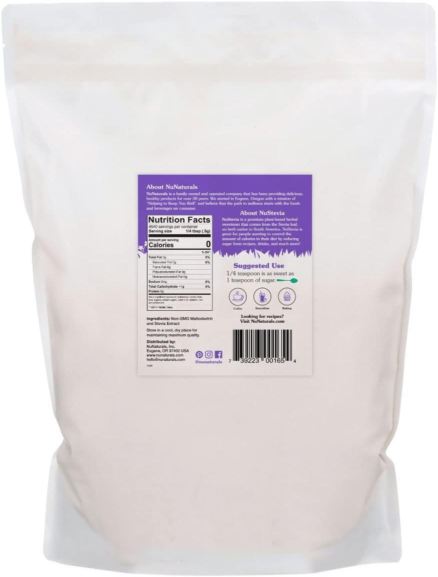 White Stevia Powder 5lb Bag – Zero Calorie Sugar Substitute, Plant-Based Swee…