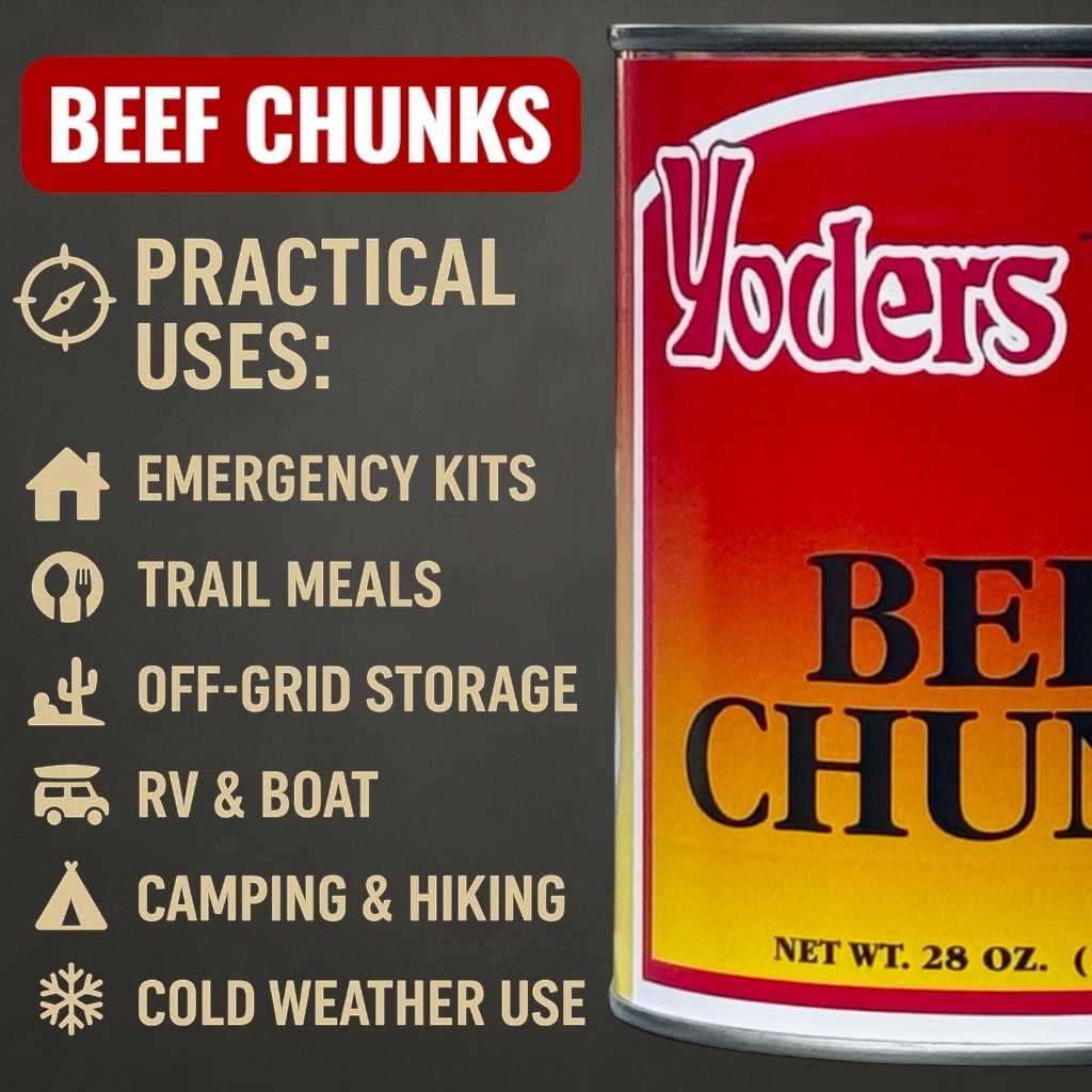 Single Can of Yoder’s fresh REAL Canned Beef Chunks (28 oz), Long Shelf Life!