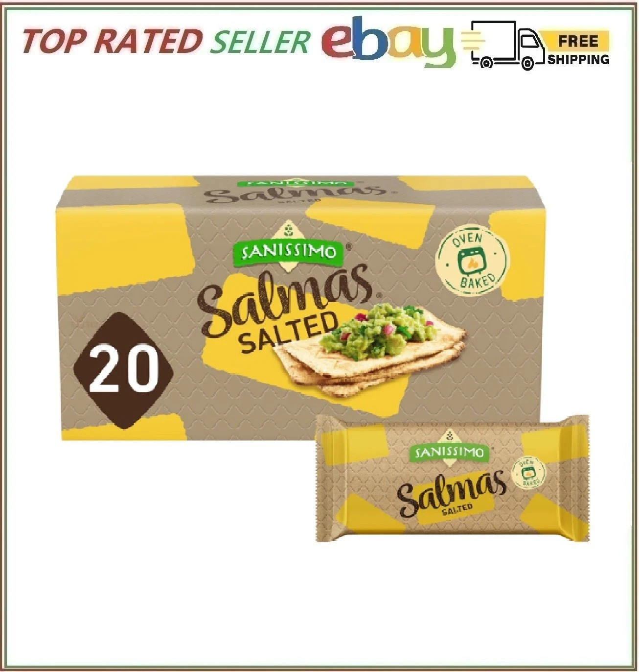 Sanissimo Salmas Salted 20 packs of 3 Crackers Oven Baked Corn Crackers