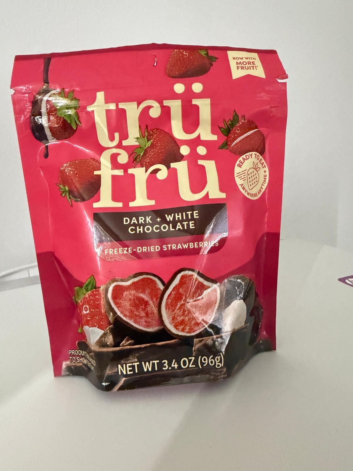 TruFru Freeze Dried Strawberries in Dark & White Chocolate, 3.4oz-FREE SHIPPING