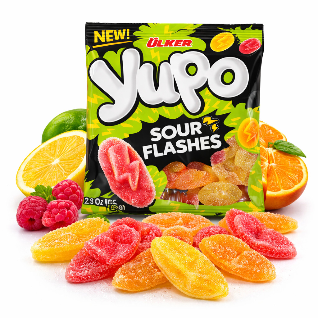 Sour Candy Jelly Fruit Gummy, 24 x 2.3oz, Lemon Raspberry Mandarin Soft Candy