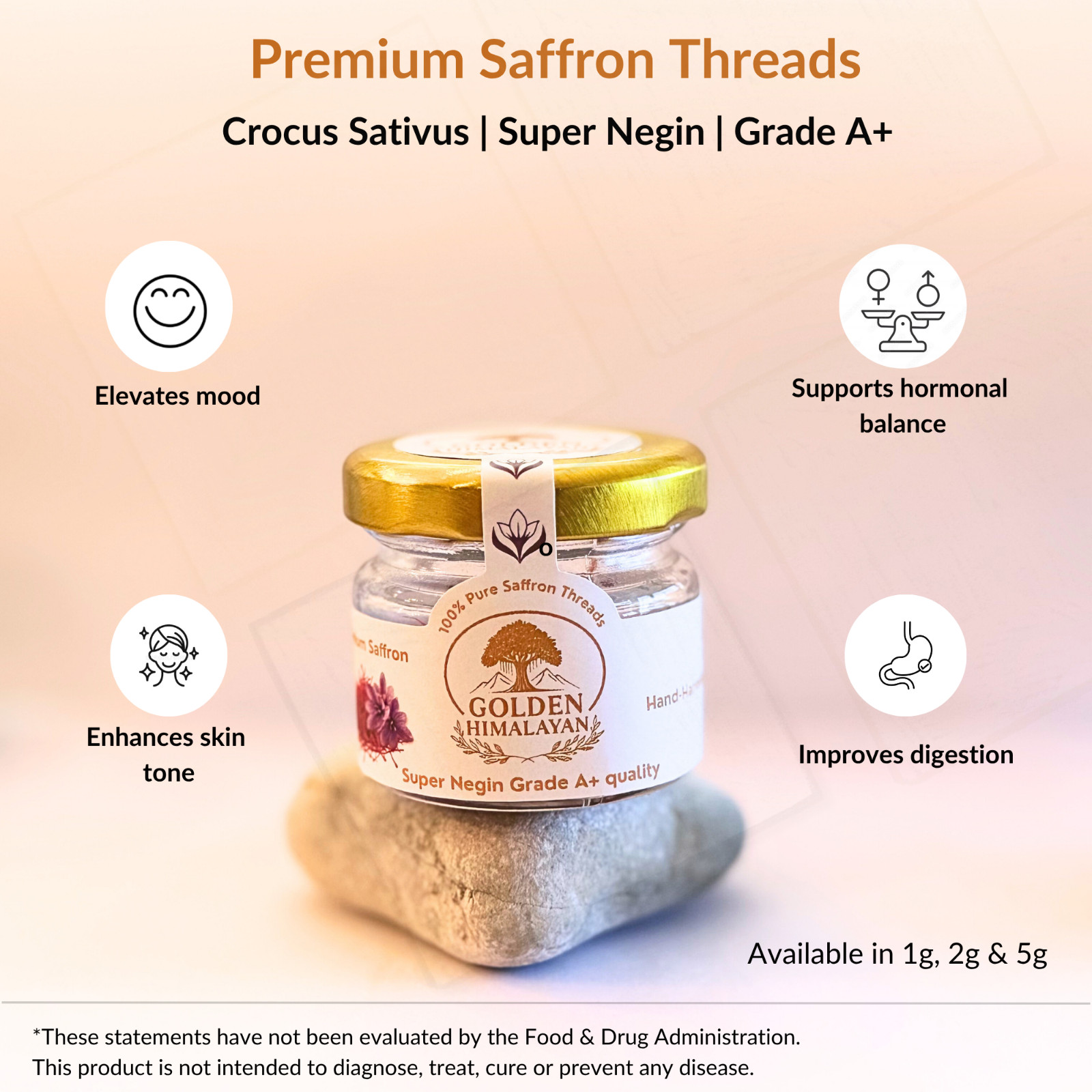 Premium Saffron Threads Super Negin Grade A+ Pure Red Threads 5 grams