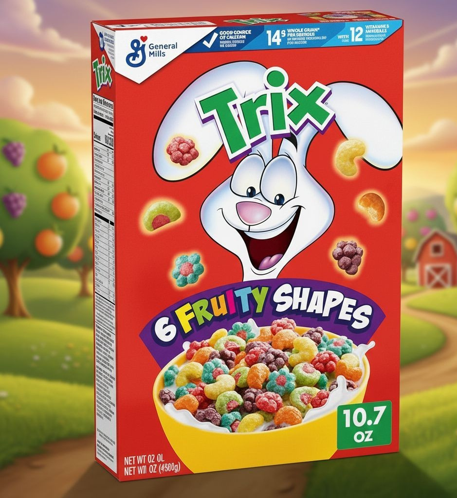 Trix Breakfast Cereal 6 Fruity Shapes Made with Whole Grain 10.7 oz