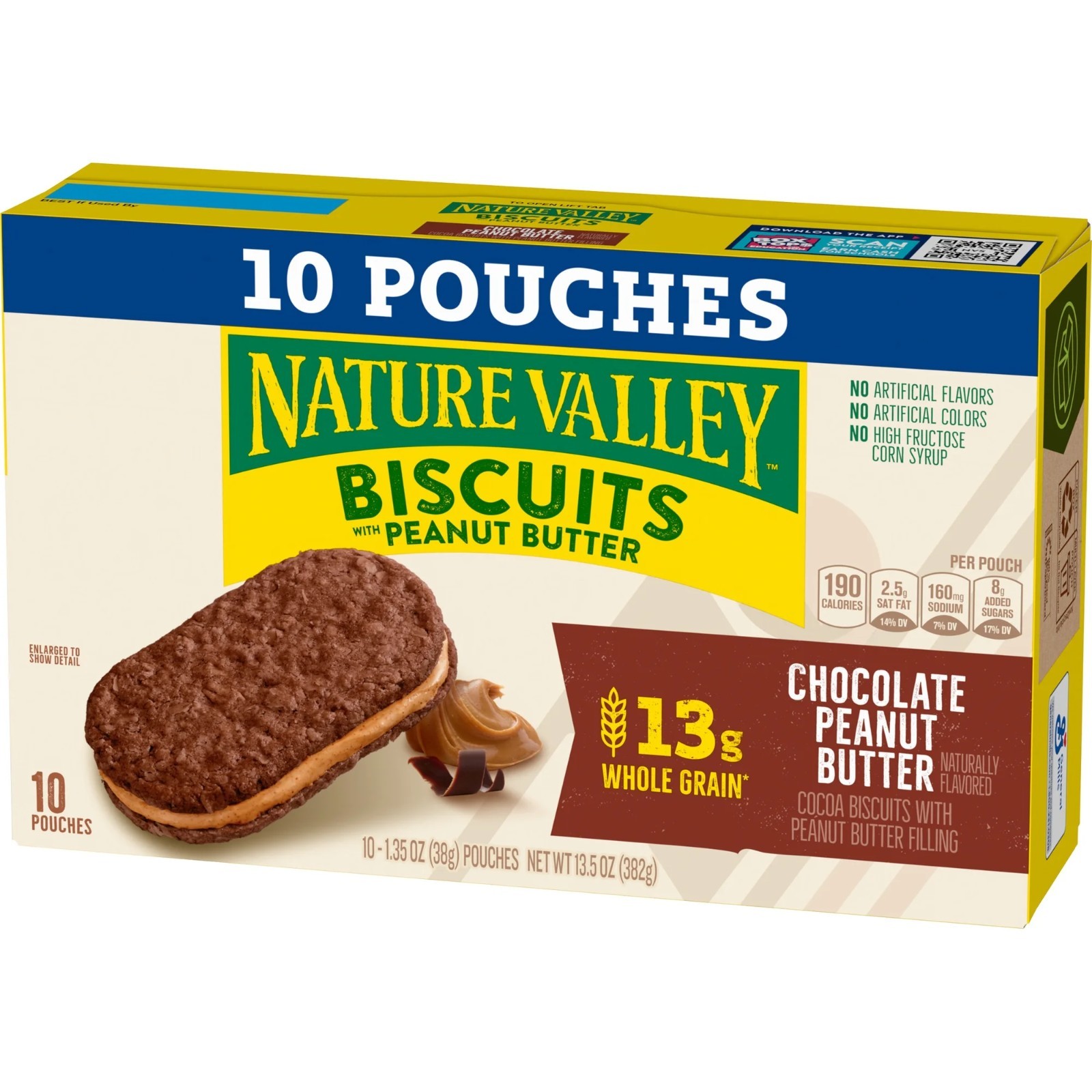 Nature Valley Chocolate PB Biscuit Sandwiches, 10 Snack Bars, 13.5 oz