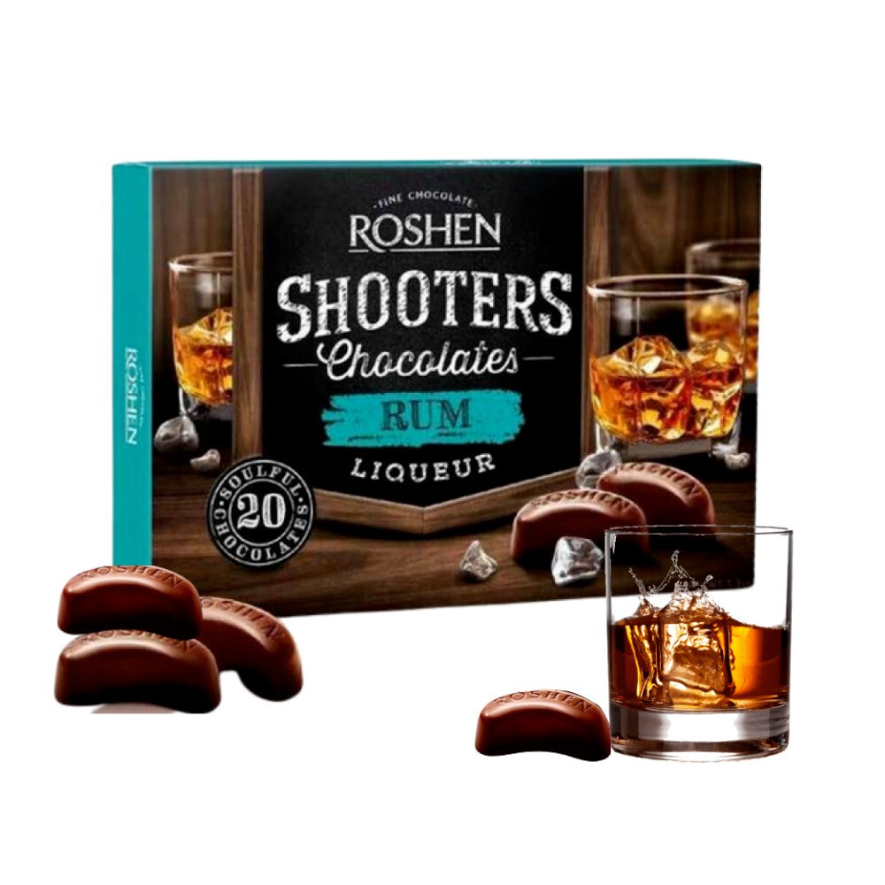«Shooters» Chocolate Candy with Rum Liqueur Roshen Boxed Sweets 150g / 5.3oz