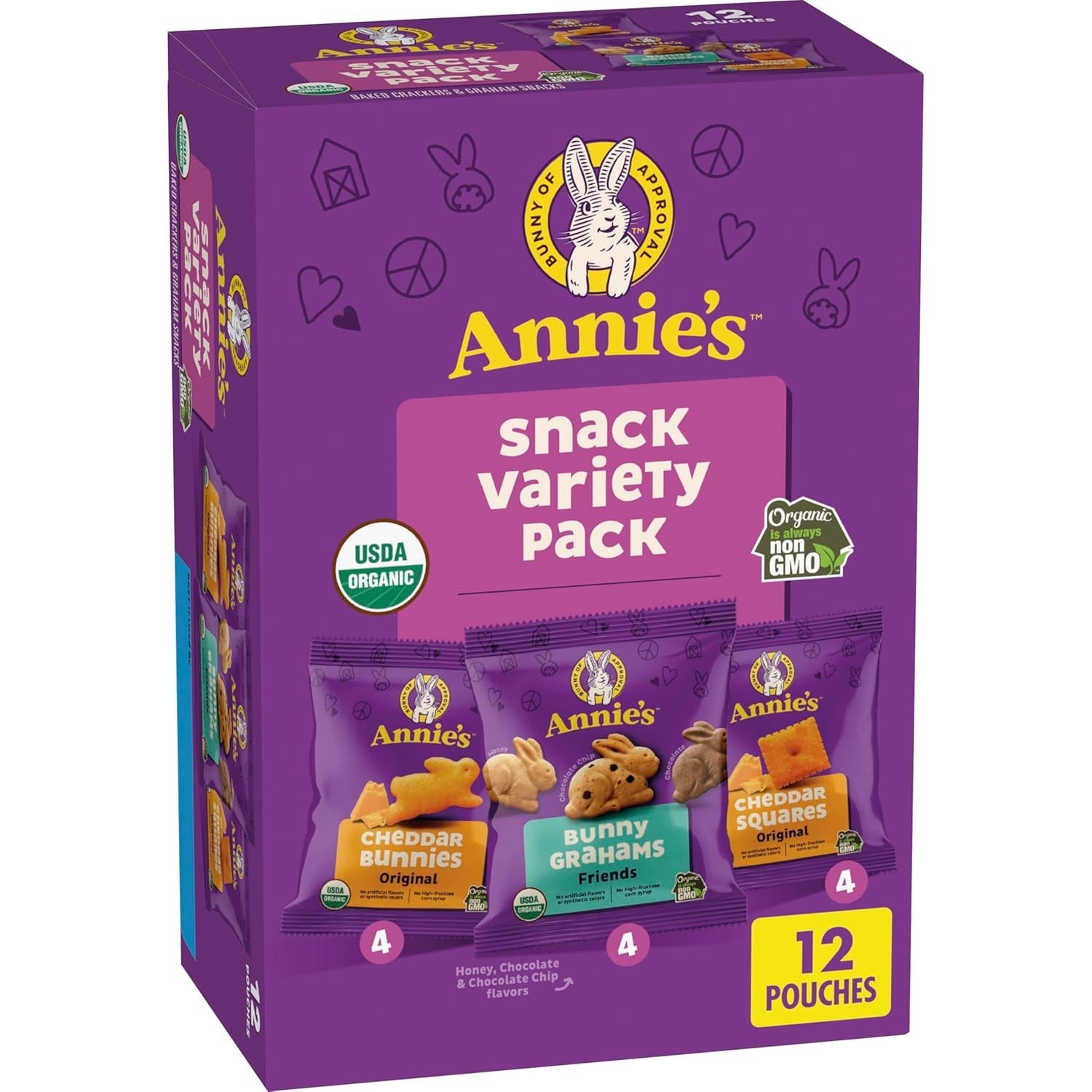Delicious Annie’s Organic Snack Pack: Cheddar Bunnies, Graham Bunnies & Squares