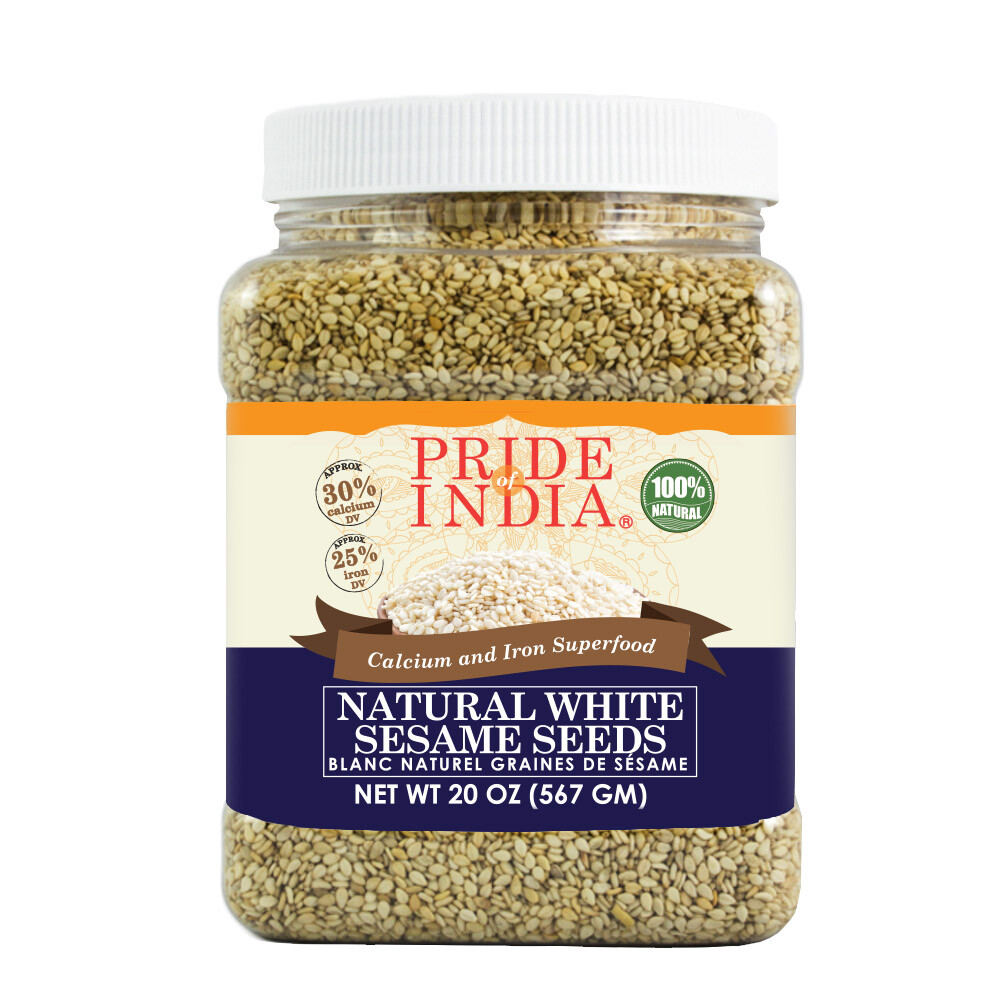 PRIDE OF INDIA White Sesame Seeds Raw Unhulled – Calcium & Iron Superfood Jar