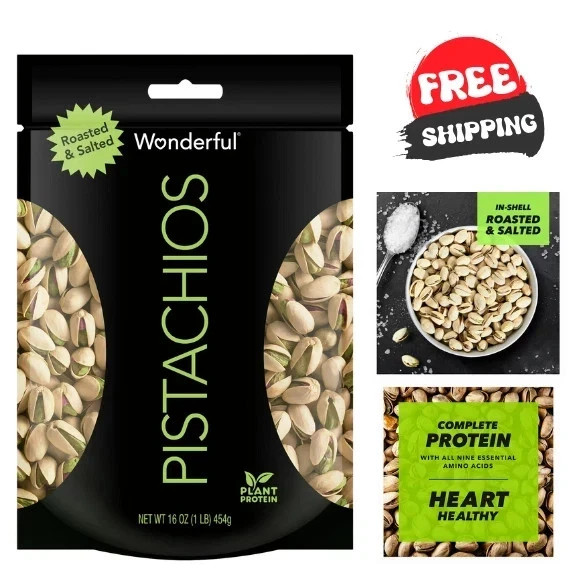 Wonderful Pistachios, In-Shell Roasted & Salted Nuts, 16 Ounce Bag