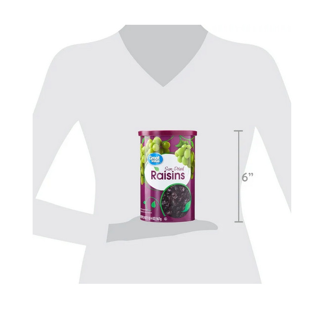(2 pack) Great Value Sun-Dried Raisins Canister, 20 oz (1lb 4oz) 567g