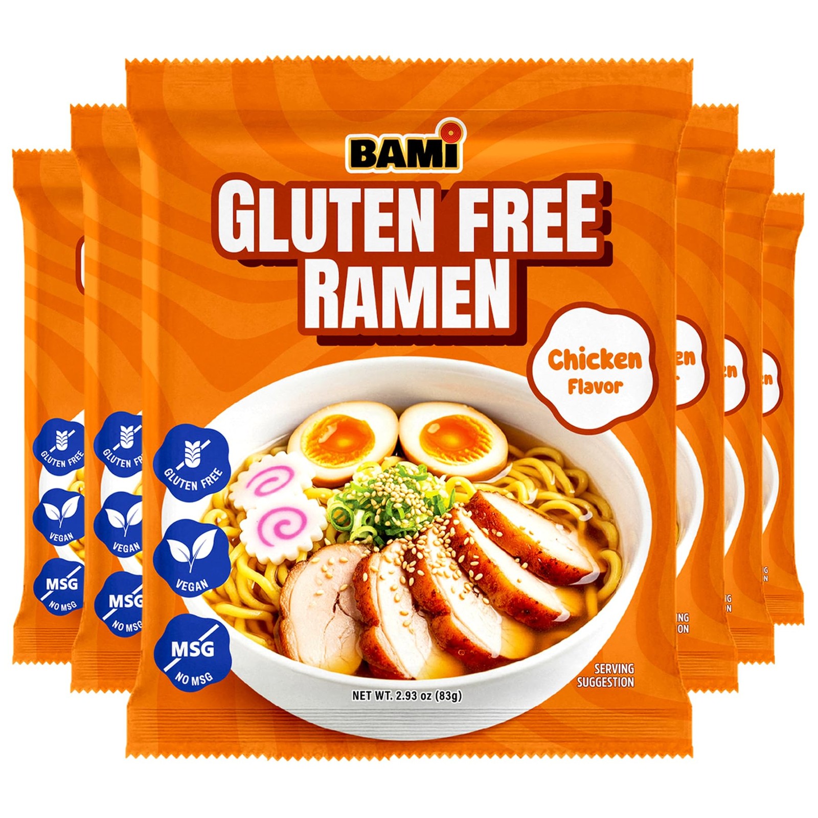 Gluten-Free Vegan Ramen Noodles – Chicken Flavor, Low Sodium, 6 Packs