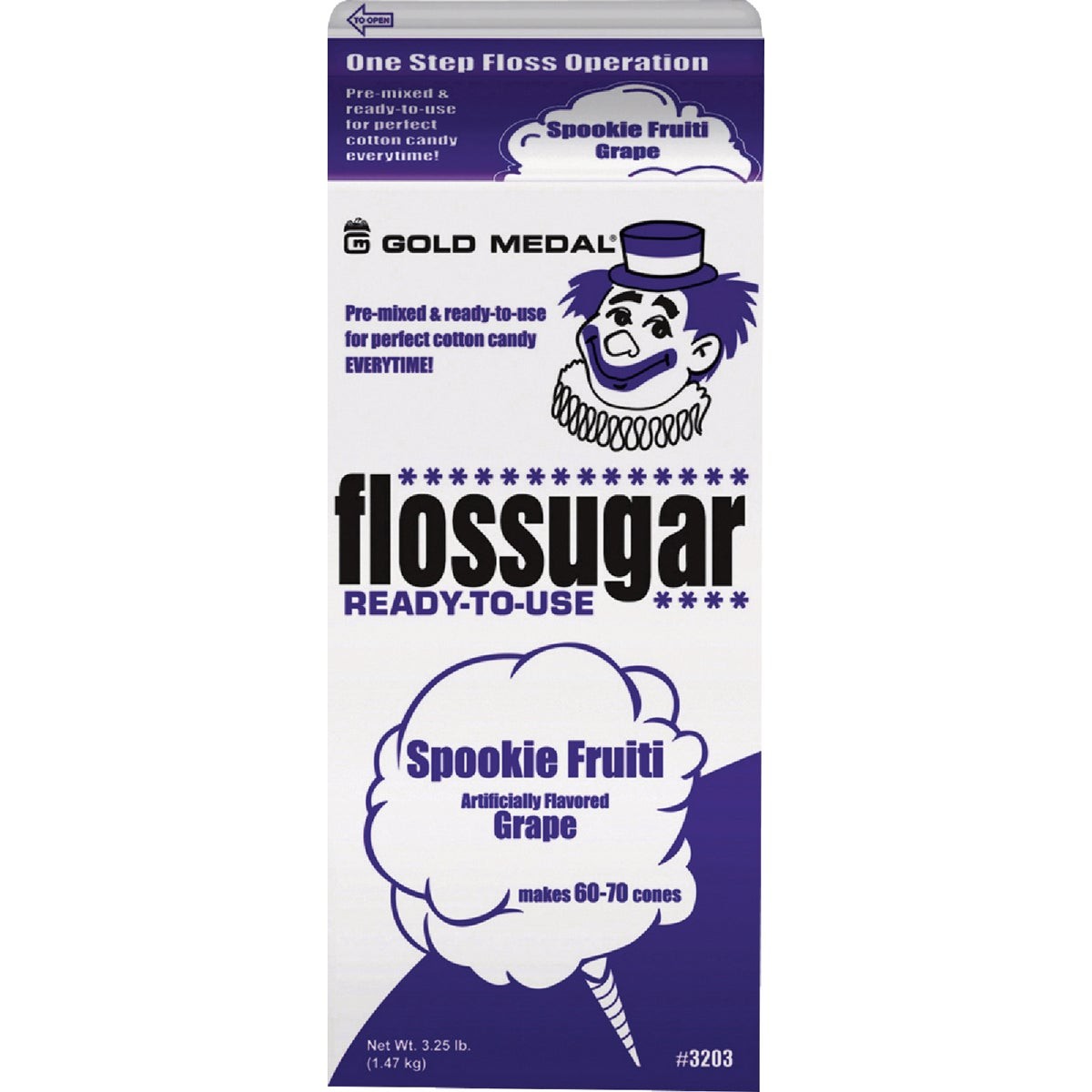 Gold Medal 1/2 Gal. Spookie Fruitti Grape Cotton Candy Sugar 3203 Gold Medal