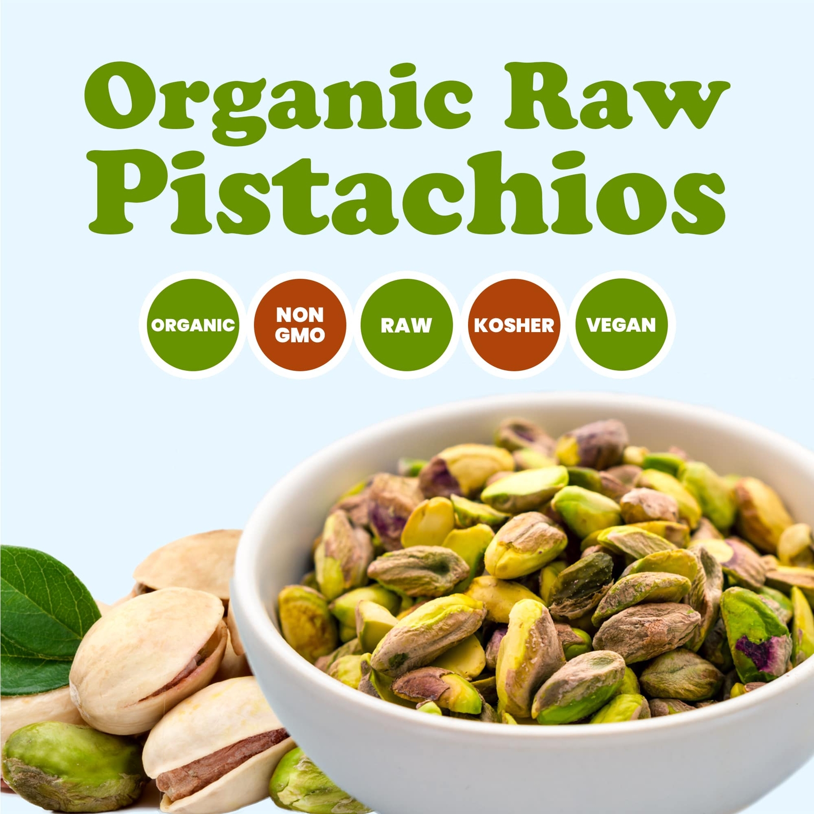 Organic Raw Pistachios, No Shell – Non-GMO Unsalted and Unroasted Kernels,Kosher