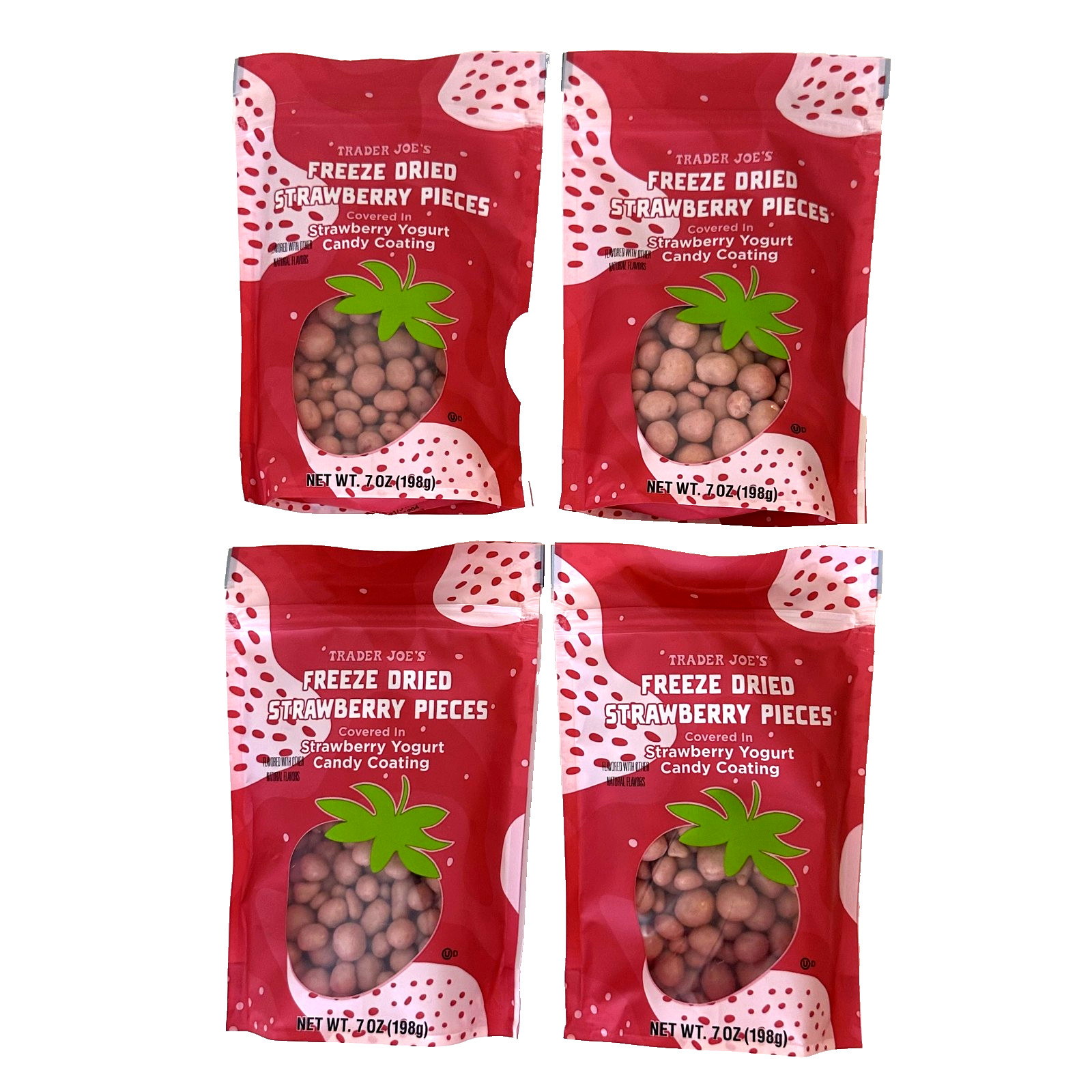 4 X Trader Joe’s Freeze Dried Strawberry Pieces in Yogurt Candy Coating 7oz Each