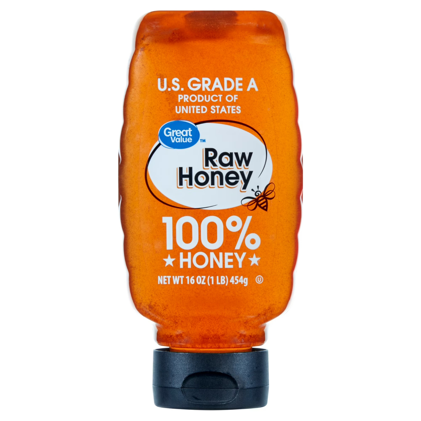 Great Value Raw Honey, 16 oz Squeeze Bottle New