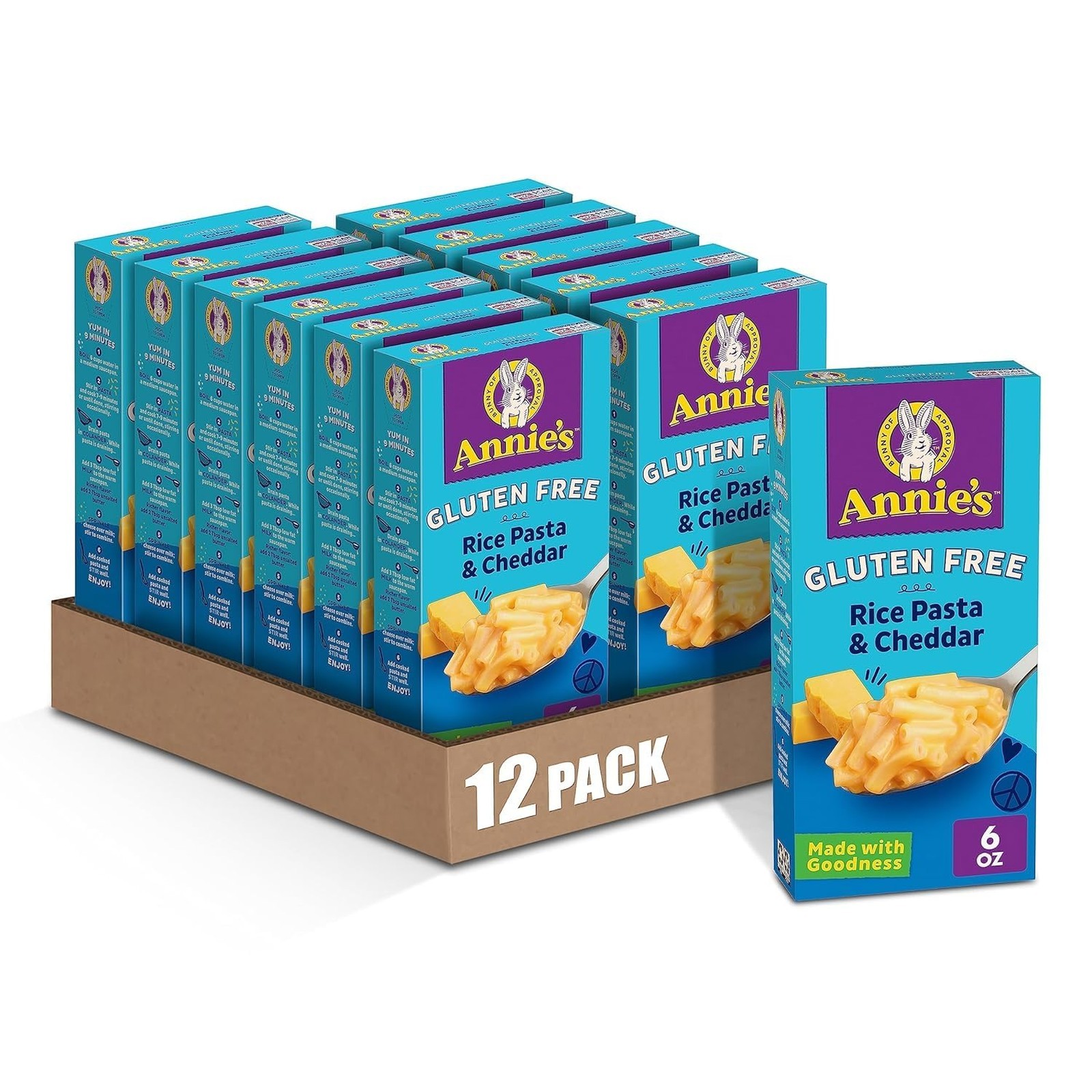 Gluten Free Rice Pasta and Cheddar Kids Pasta Pack of 12 6 oz Cheesy Meal