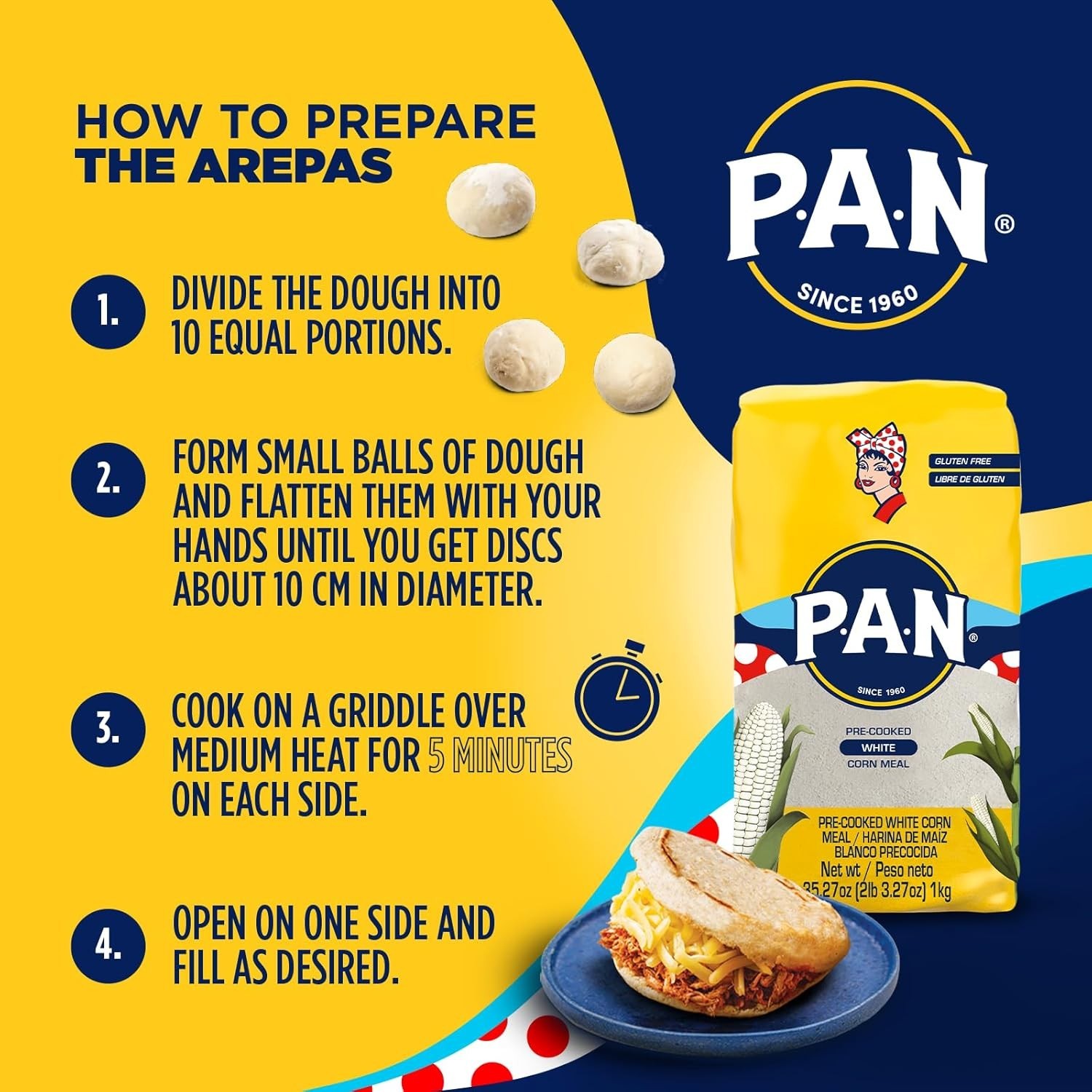 Gluten Free White Corn Meal – Pre-Cooked for Authentic Arepas 35.27 Oz