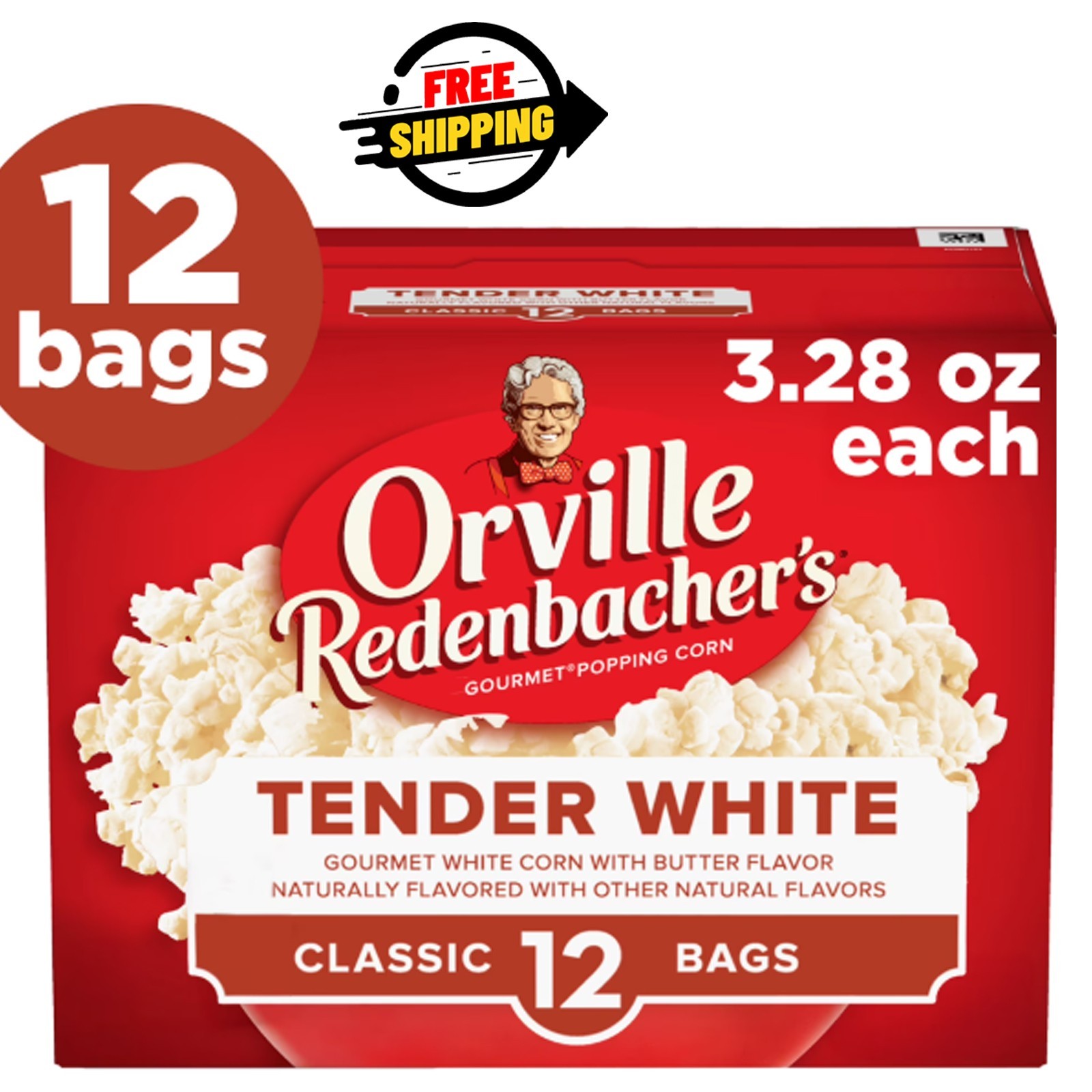 NEW Orville Redenbacher’s Tender White Microwave Popcorn 12 Count 3.28 oz Bags