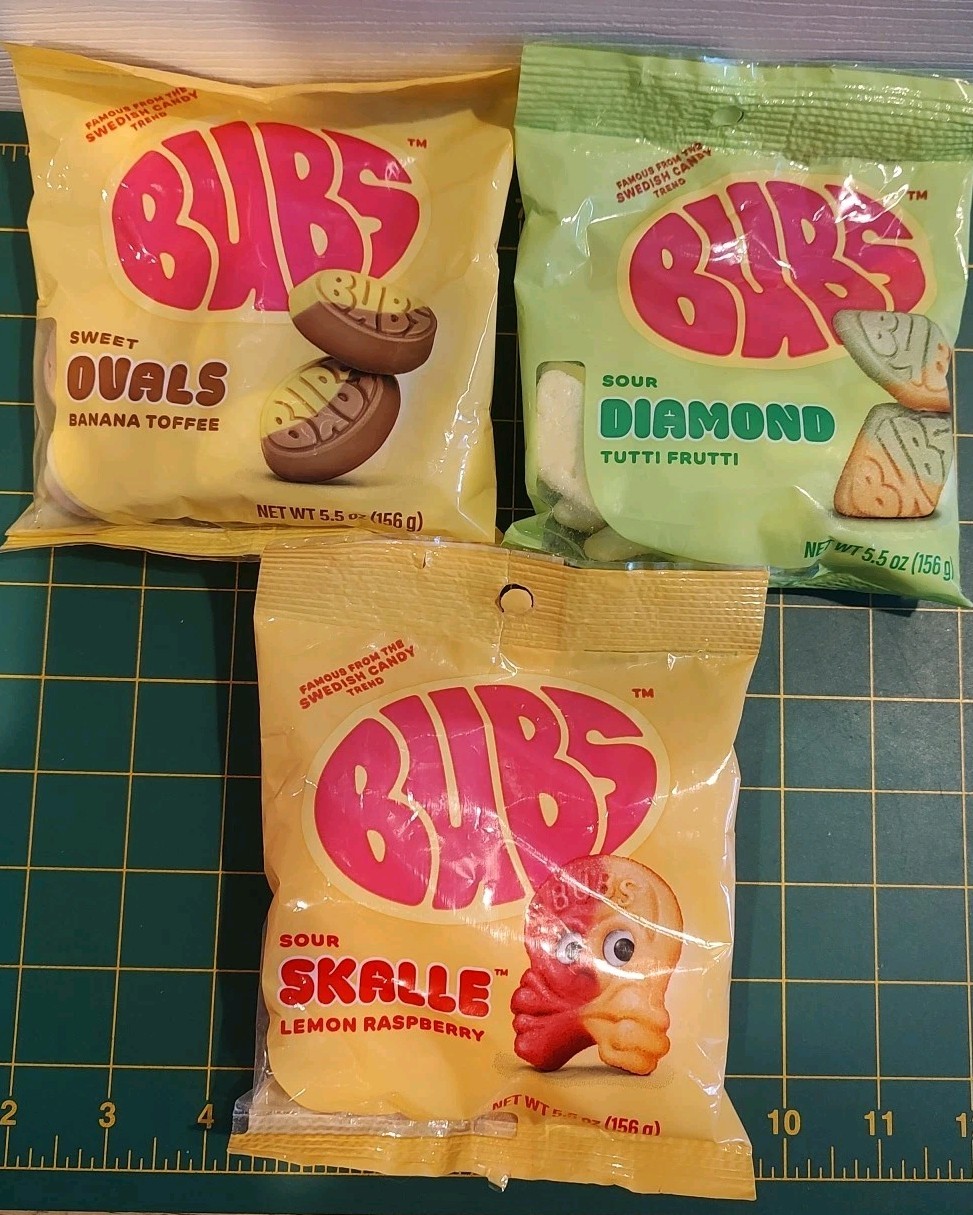 3 – Bubs Swedish Mouthwatering Candy – 5.5 oz Bags – 1 Sweet & 2 Sour Flavors