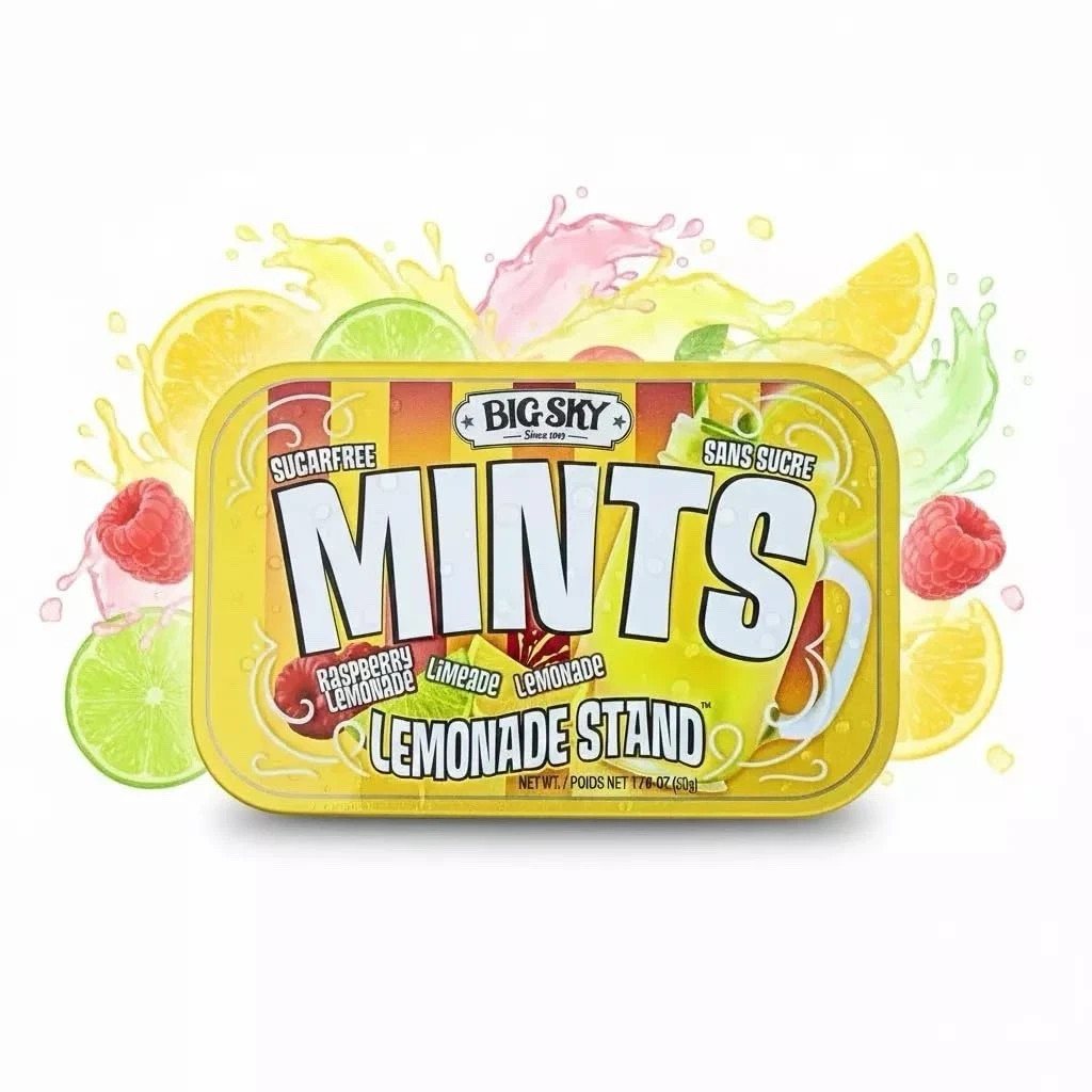 Big Sky 1.76 oz Sugar Free LEMONADE STAND Breath Mints Metal Tin ** BB 4/2029 **