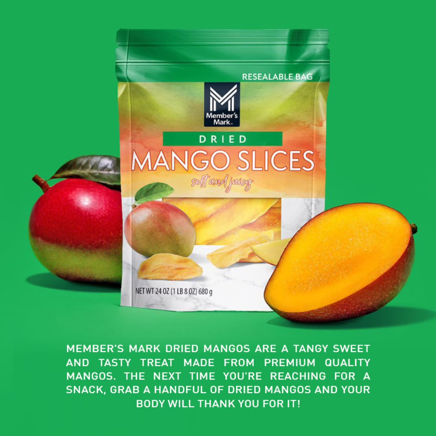 Member’s Mark Dried Mango 24 oz Natural Sweet Dried Fruit Snack