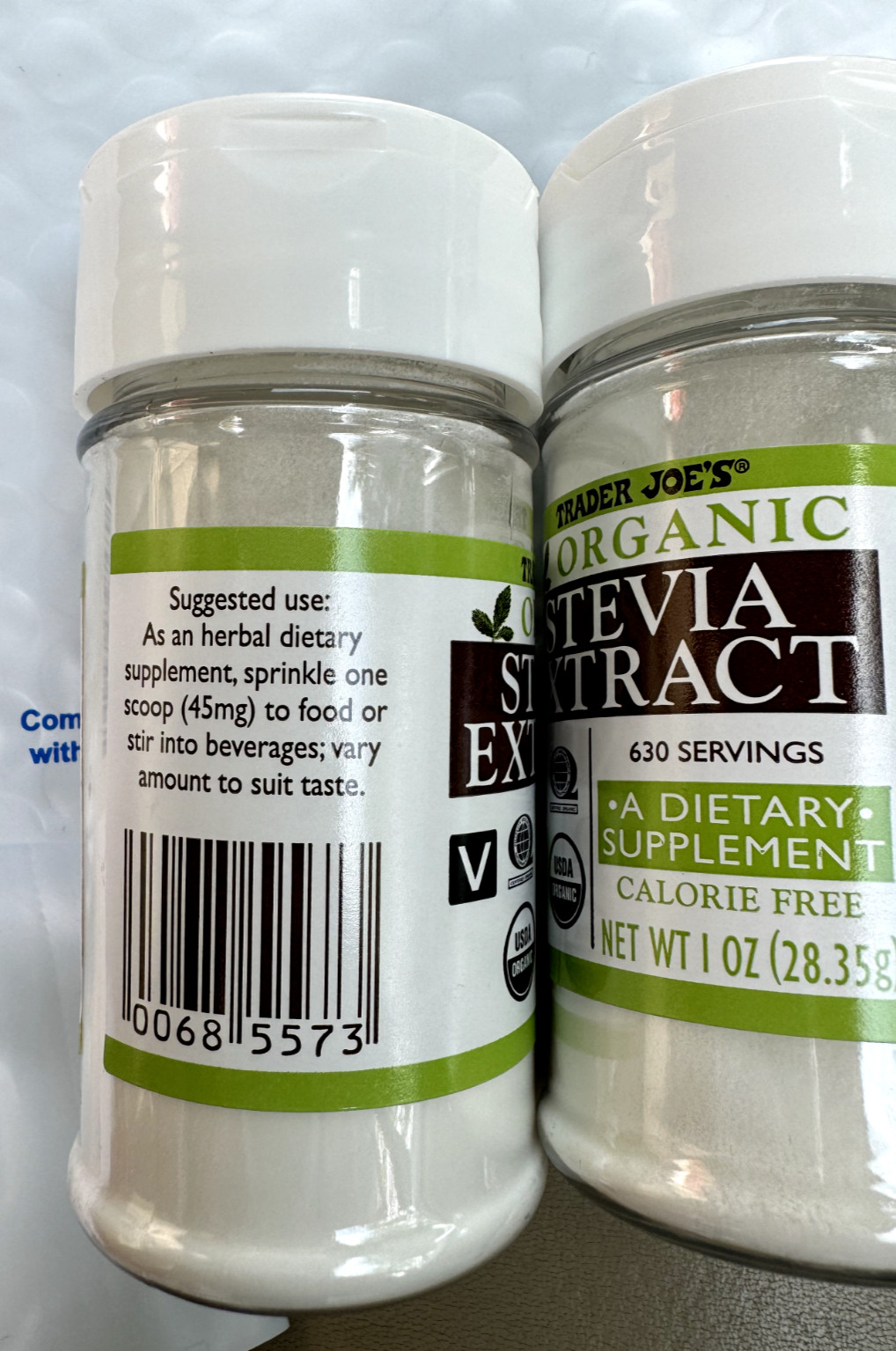 Trader Joe’s Organic Stevia Extract Calorie Free Dietary Supplement NEW (2 Pack)