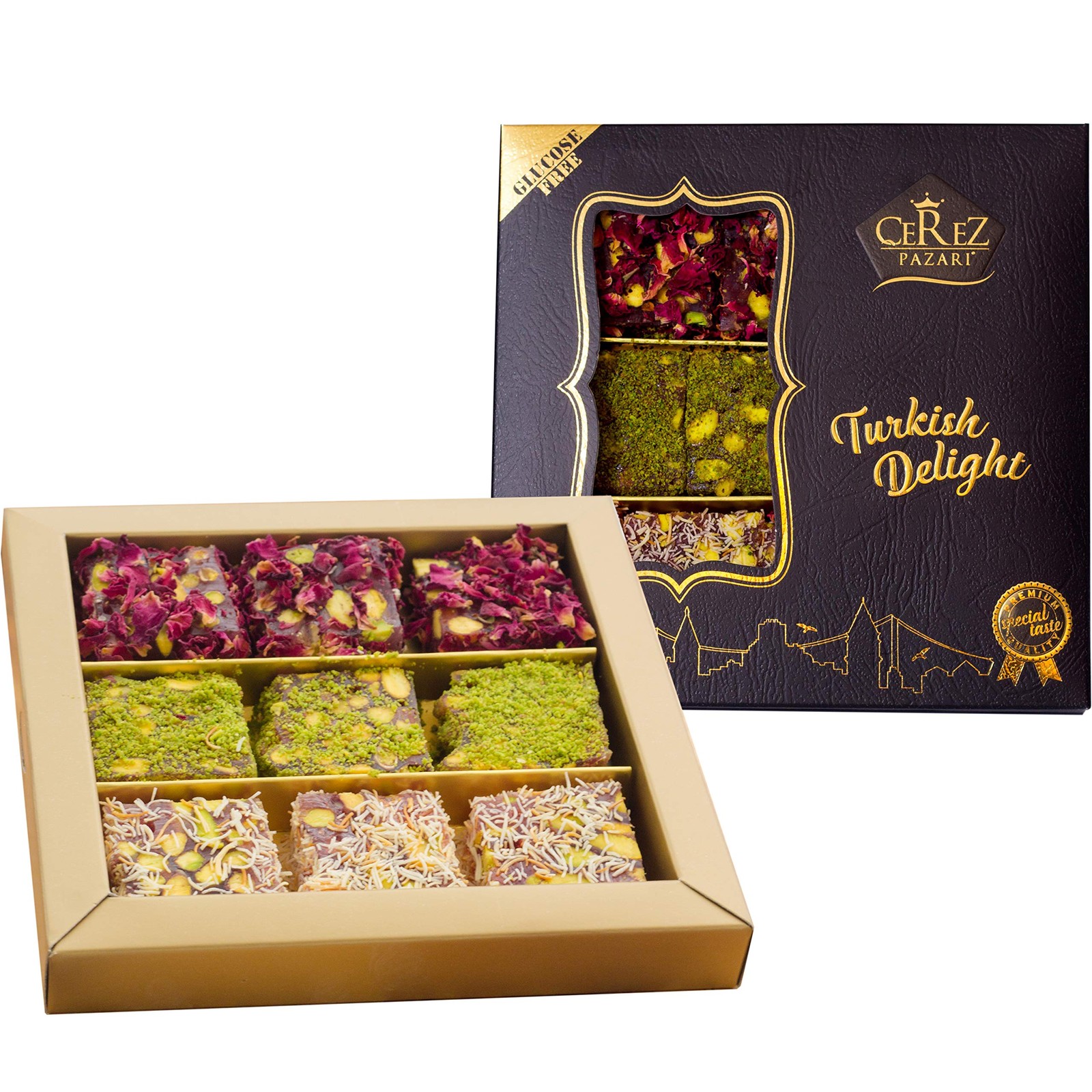 Cerez Pazari Turkish Delight Pistachio with Fantastic Rose & 8.8 ounces