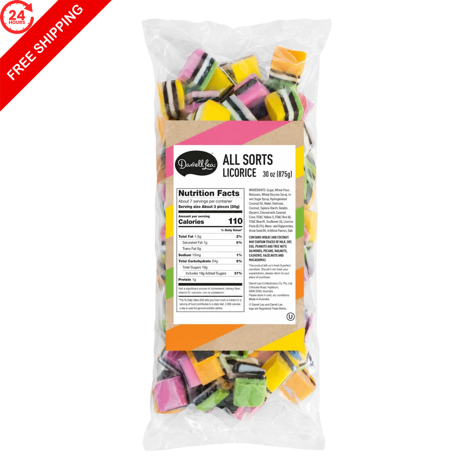 Darrell Lea Bulk Australian Licorice, Non-GMO, 1.92 Pound (Pack of 1), Orange