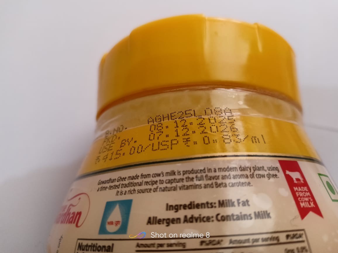 Gowardhan Pure Cow Ghee Jar 500 Ml free ship