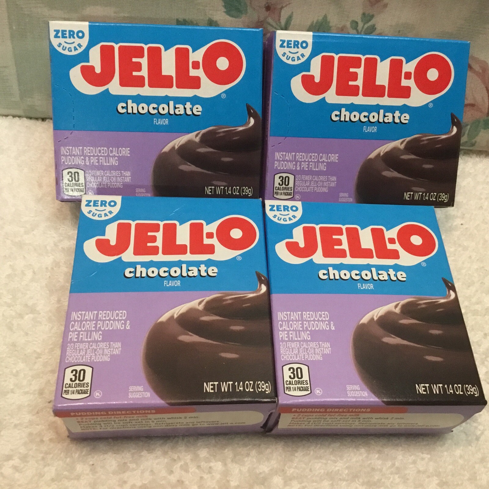 4 Boxes Jello Zero Sugar Chocolate Instant Pudding 1.4 oz Exp. Dec. 2027