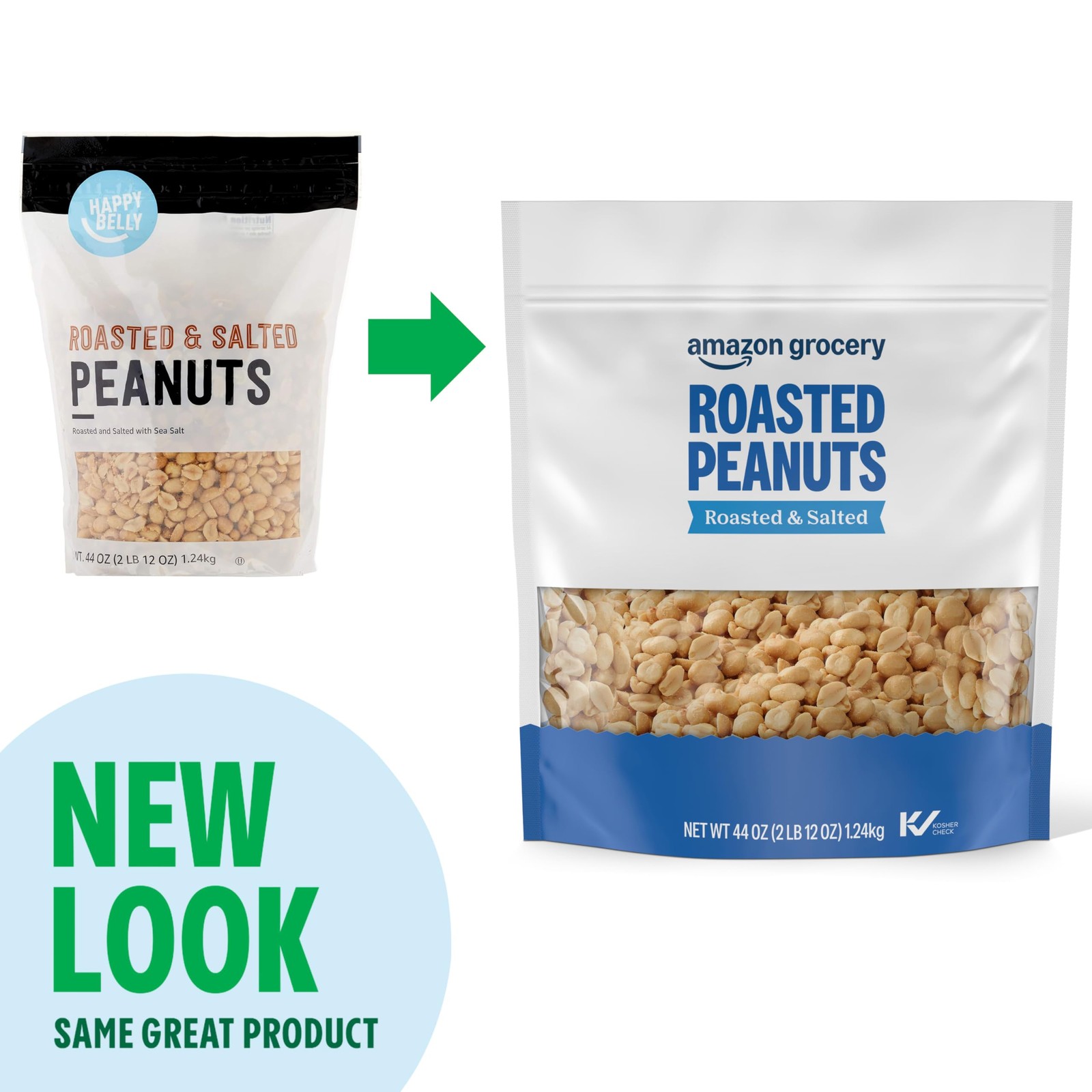 Roasted Peanuts, Roasted & Salted, Kosher, 44 Oz Previously Happy Belly