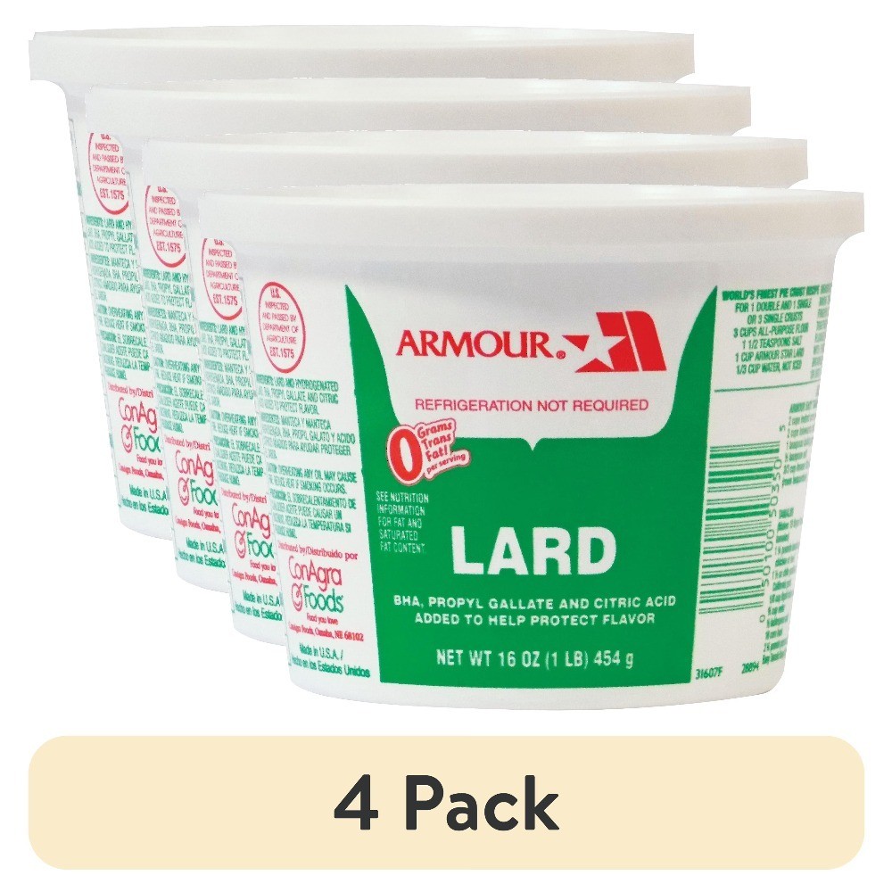 (4 pack) Lard 16 oz (1 lb) Tub