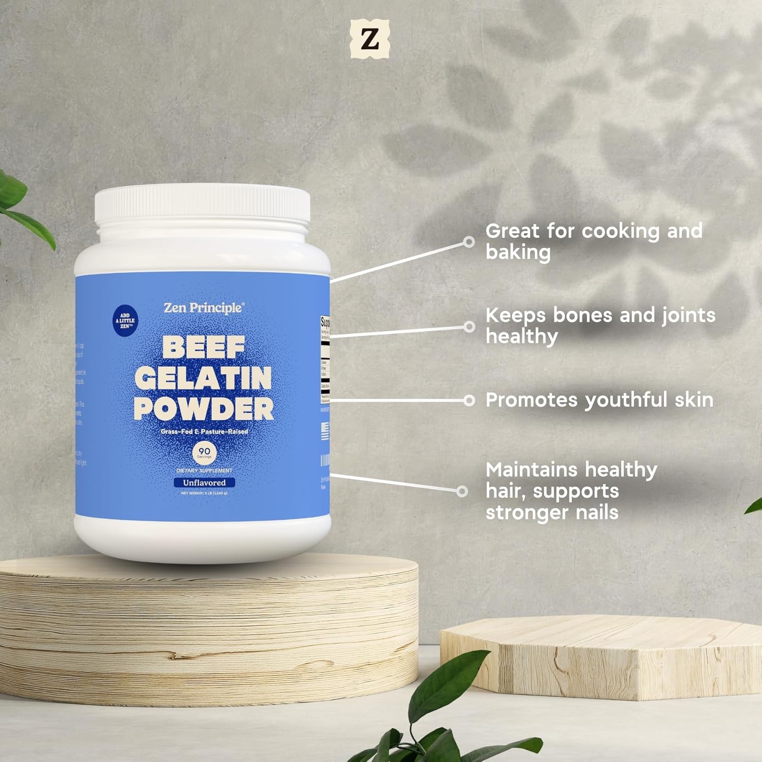 Grass-Fed Gelatin Powder, 3 lb. Custom Anti-Aging Protein for Healthy Hair,
