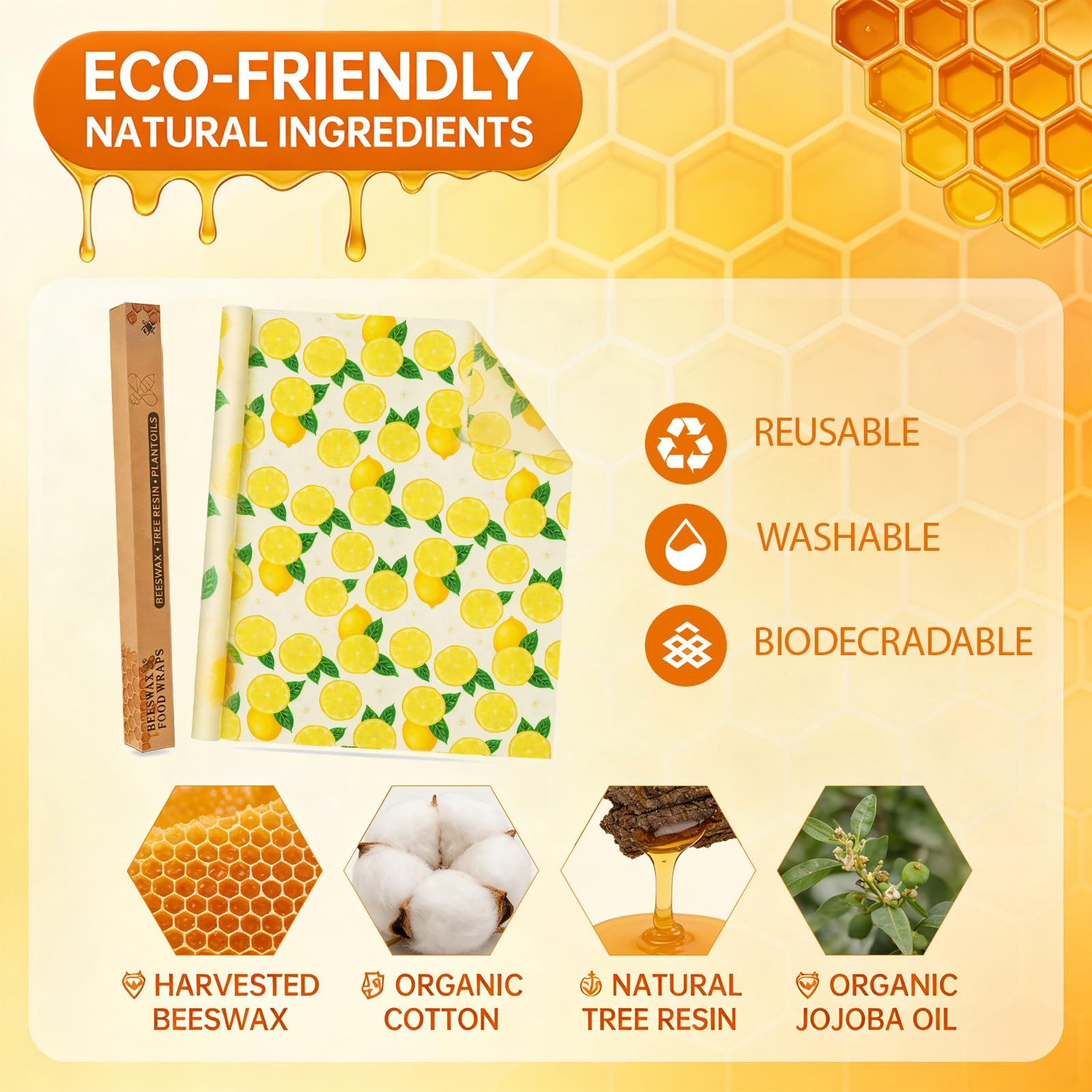 Soboto Beeswax Wraps for Food, Reusable Food Wraps, Sustainable Beeswax Paper…