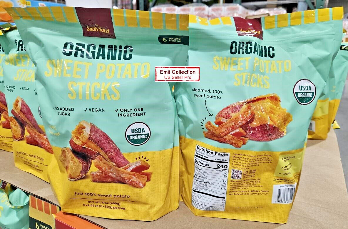 The SnakYard Organic Sweet Potato Sticks 6 Packs 17oz 480g (2 Bags)