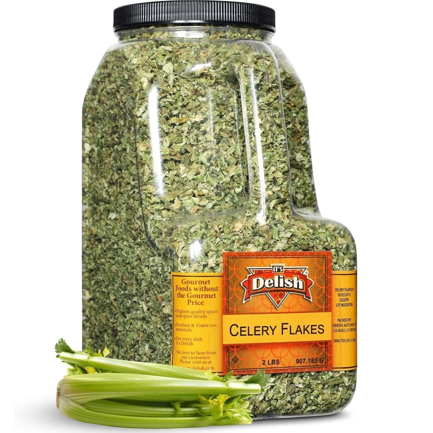 Dried Celery Flakes by It’s Delish,12 Oz Restaurant Gallon Size Container