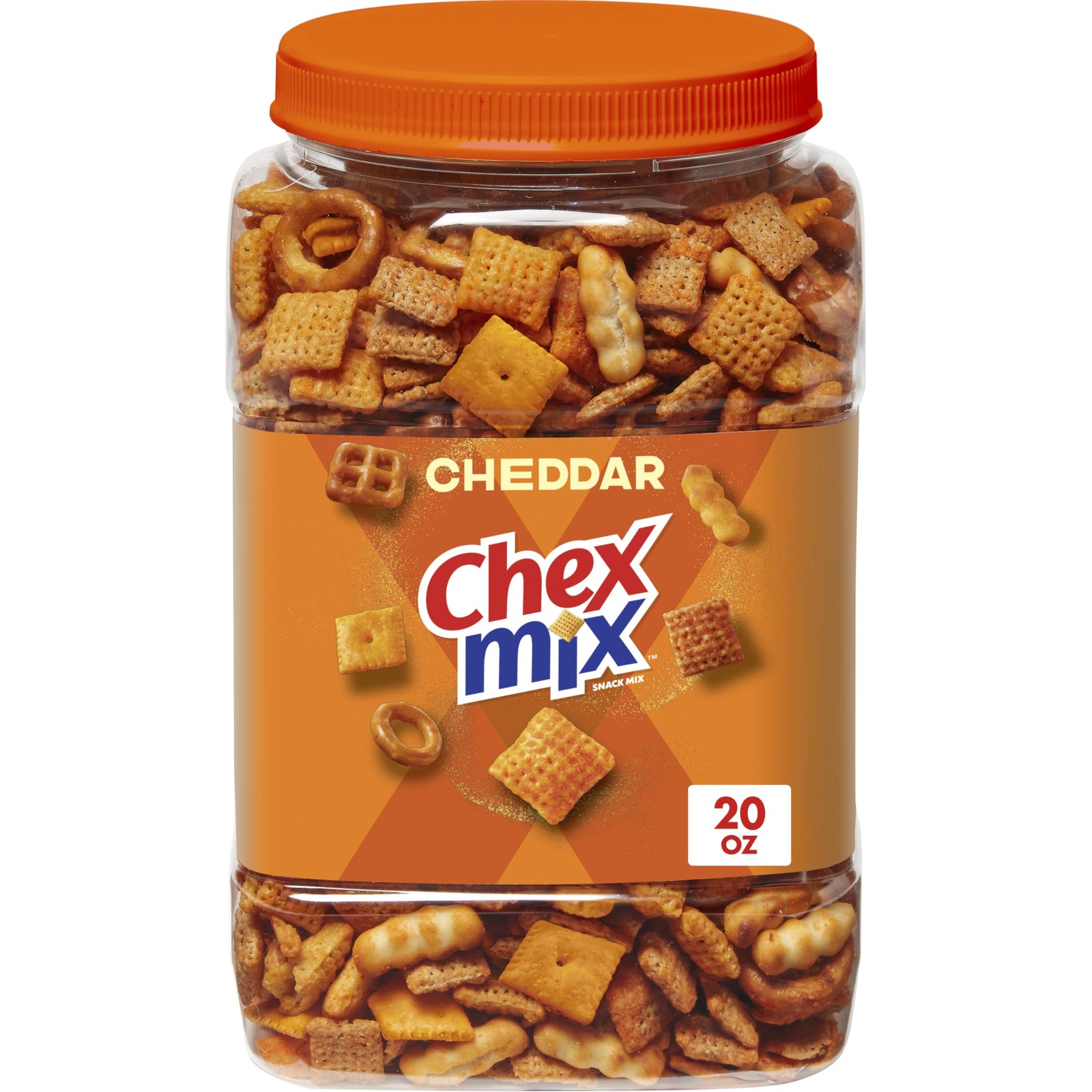 Chex Mix Cheddar Snack Mix, Salty Snacks Tub, 20 oz 20 Ounce (Pack of 1)