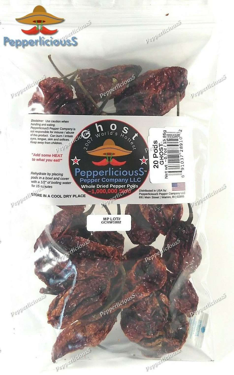 20 PODS GHOST – 2007 Guinness World’s Hottest – Whole Dried Chile Pepper Pods