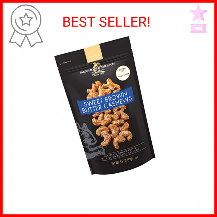 Squirrel Brand Sweet Brown Butter Cashews, 3.5 Ounces, Gluten Free, Vegetarian