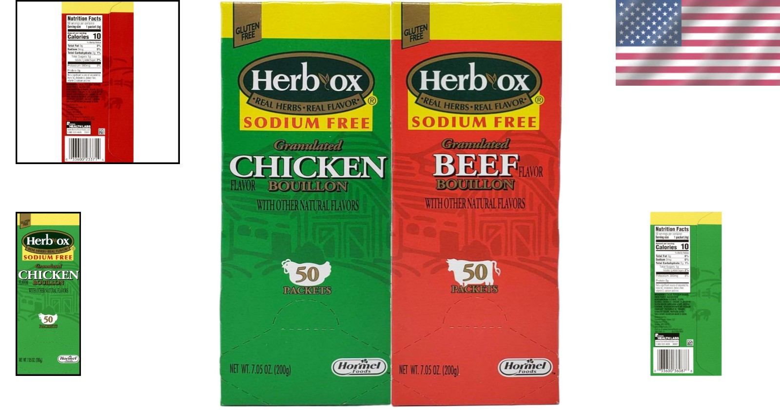 Herb-Ox Bouillon Bundle, 100 Packets, Beef & Chicken