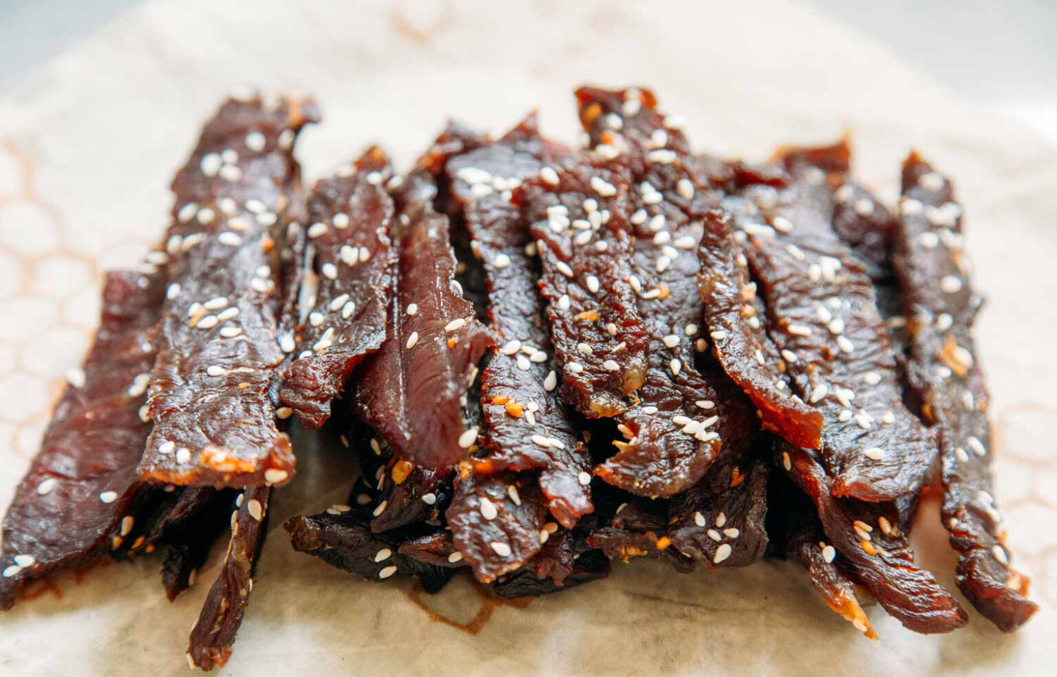 FINEST HOMEMADE spicy Teriyaki BEEF JERKY 1/2 LB BAG VACUUM SEALED TOO!