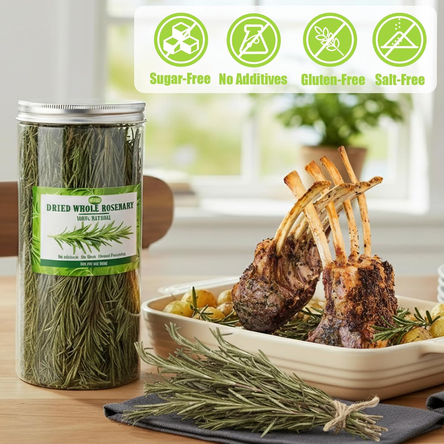 Dried Whole Rosemary Leaves Sprigs, 3Oz | 40–50 Sprigs 5–7 Inches, Dried Rosemar