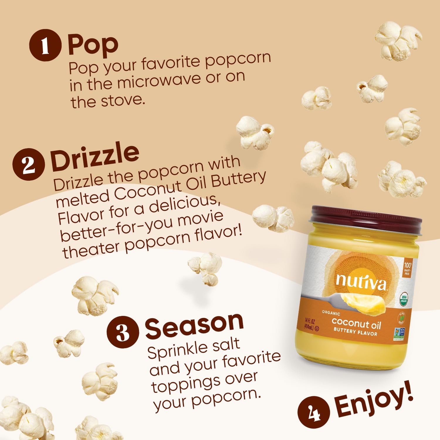 Nutiva Organic Coconut Oil with Non-Dairy Butter Flavor, 14 Ounce Pack of 2, …
