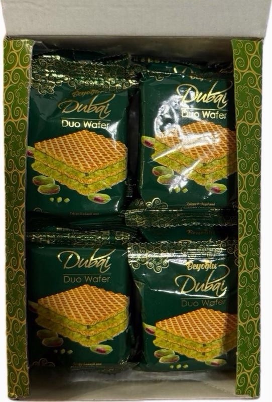 12 Pack Dubai Chocolate Pistachio Crispy Wafer Box Kunafa Pistachio Cream W/ Ice